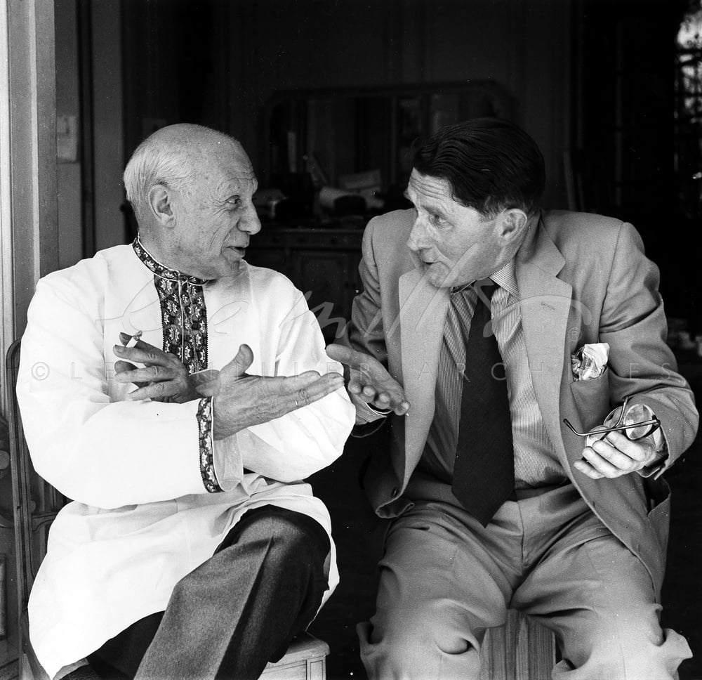 Picasso and Roland Penrose speaking French